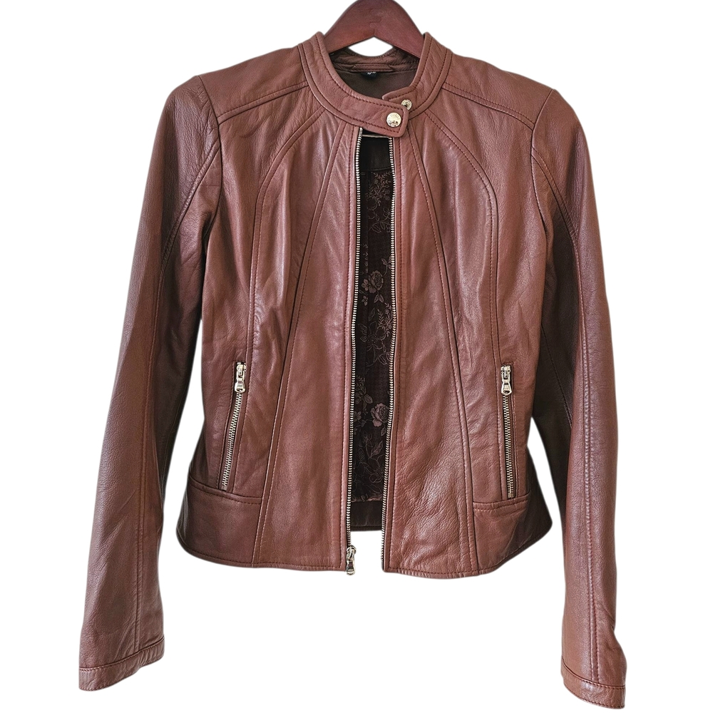 GUESS 100% Genuine Leather Moto Jacket